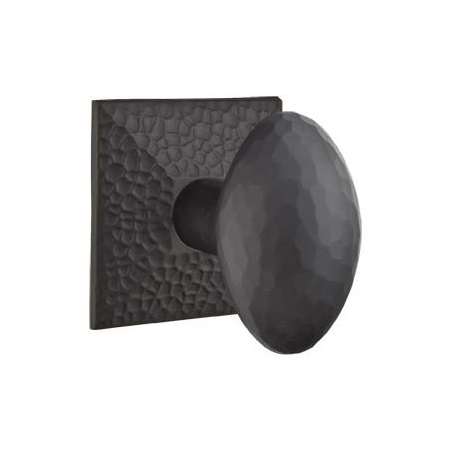Emtek Hammered Egg Privacy Door Knobset from the Arts and Crafts Collection with the Concealed Screws Flat Black
