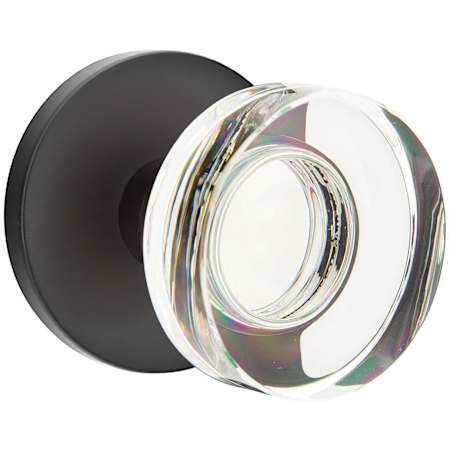 Emtek Modern Disc Crystal Privacy Door Knobset with Brass Rosette with Concealed Screws Flat Black