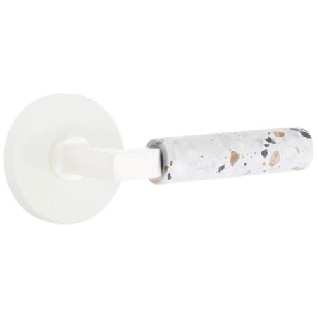 Emtek Terrazzo Privacy Door Lever Set with Concealed Screws from the SELECT Collection Matte White