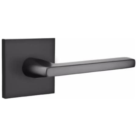 Emtek Helios Privacy Door Lever Set with Square Rose and Concealed Screws from the Brass Modern Collection Flat Black
