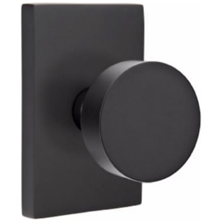 Emtek Round Privacy Door Knob Set with Modern Rectangular Rose and Concealed Screws from the Brass Modern Collection Flat Black