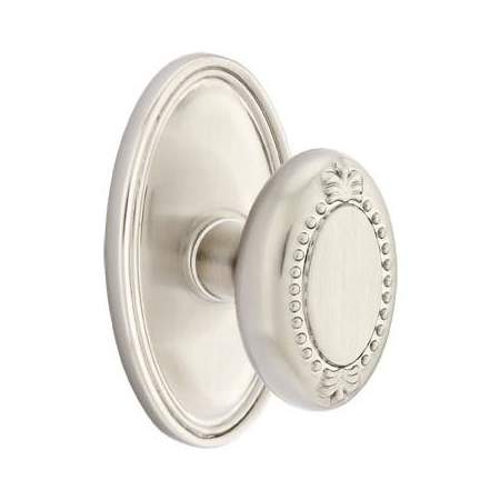 Emtek Beaded Egg Designer Brass Passage Door Knobset with the Concealed Screws Satin Nickel