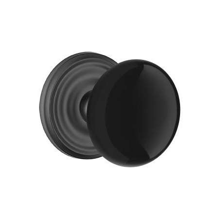 Emtek Ebony Porcelain Passage Door Knobset with Brass Rosette and the Concealed Screws Flat Black