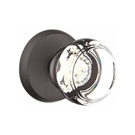 Emtek Georgetown Crystal Passage Door Knob Set with Brass Rosette and Concealed Screws Flat Black