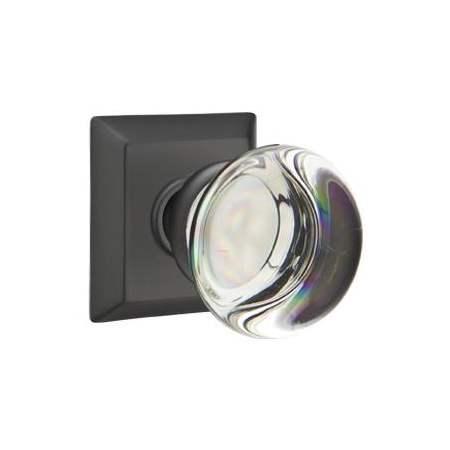 Emtek Providence Crystal Passage Door Knob with Concealed Screws and Solid Brass Rosette Flat Black