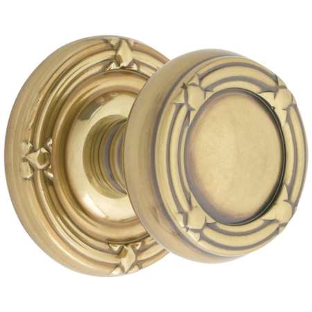 Emtek Ribbon and Reed Knob Designer Brass Passage Door Knobset with the Concealed Screws French Antique