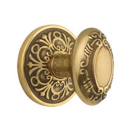 Emtek Victoria Egg Designer Brass Passage Door Knobset with the Concealed Screws French Antique