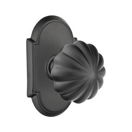 Emtek Melon Designer Brass Privacy Door Knobset with the Concealed Screws Flat Black