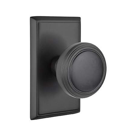 Emtek Norwich Classic Brass Privacy Door Knobset with the Concealed Screws Flat Black