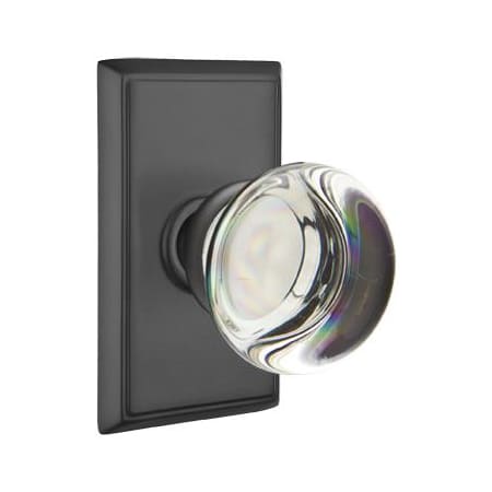 Emtek Providence Crystal Privacy Door Knob with Concealed Screws and Solid Brass Rosette Flat Black