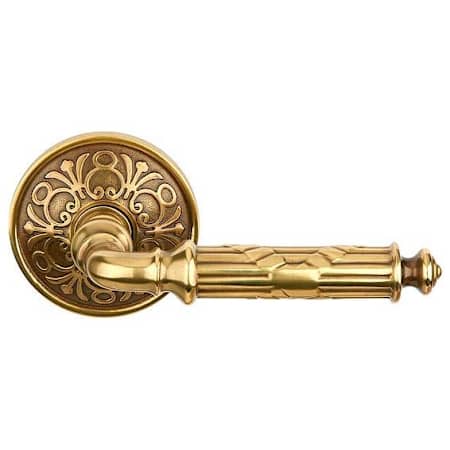 Emtek Ribbon and Reed Designer Brass Privacy Door Leverset with the Concealed Screws French Antique