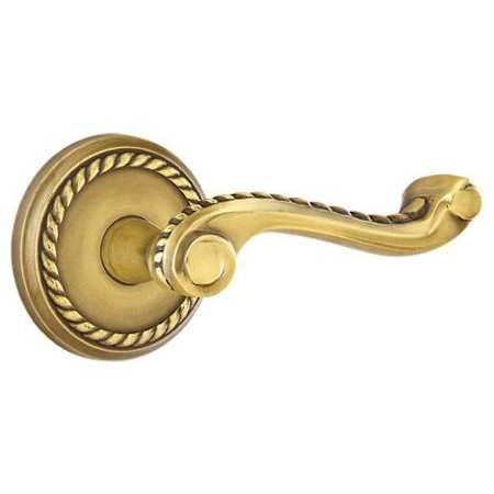 Emtek Rope Lever Designer Brass Privacy Door Leverset with the Concealed Screws French Antique