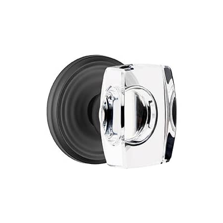 Emtek Windsor Crystal Privacy Door Knob Set with Brass Rosette and Concealed Screws Flat Black