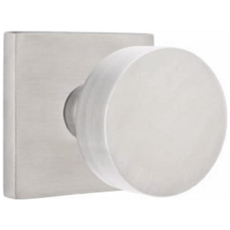 Emtek Round Stainless Steel Privacy Door Knob Set with Square Rose and Concealed Screws Brushed Stainless Steel