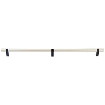 Emtek Concealed Mounting Knurled 24 Inch Satin Nickel Center to Center Bar Appliance Pull with Rectangular Bar Stem and Choice of Stem Finish from the SELECT Collection Satin Nickel / Flat Black Stem