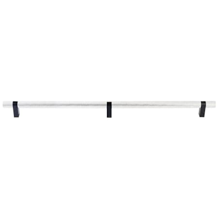 Emtek Concealed Mounting Knurled 24 Inch Polished Chrome Center to Center Bar Appliance Pull with Rectangular Bar Stem and Choice of Stem Finish from the SELECT Collection Polished Chrome / Flat Black Stem