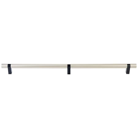 Emtek Concealed Mounting Smooth 24 Inch Satin Nickel Center to Center Bar Appliance Pull with Rectangular Bar Stem and Choice of Stem Finish from the SELECT Collection Satin Nickel / Flat Black Stem