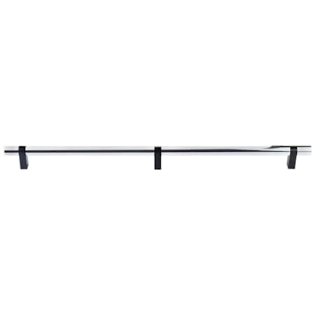 Emtek Concealed Mounting Smooth 24 Inch Polished Chrome Center to Center Bar Appliance Pull with Rectangular Bar Stem and Choice of Stem Finish from the SELECT Collection Polished Chrome / Flat Black Stem