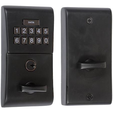 Emtek Single Cylinder Solid Brass Electronic Deadbolt from the Brass Modern Collection Flat Black
