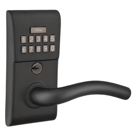 Emtek Single Cylinder Solid Brass Electronic Leverset from the Brass Modern Collection Flat Black