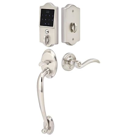Emtek EMTouch Electronic Touchscreen Keypad Handleset from the Classic Brass Collection Satin Nickel