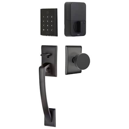 Emtek Empowered 2 Ares Sectional Electronic Touchpad/Fingerprint Key Free Entry Handleset with Bern Interior Knob with Bluetooth Flat Black