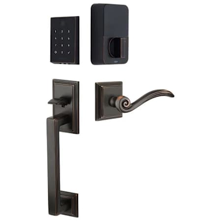 Emtek Empowered 2 Hamden Left Handed Sectional Electronic Touchpad/Fingerprint Key Free Entry Handleset with Elan Interior Lever with Bluetooth Oil Rubbed Bronze