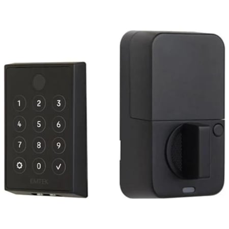 Emtek Empowered 2 Electronic Touchscreen/Fingerprint Key Free Entry Deadbolt with Bluetooth and WiFi Flat Black