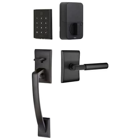 Emtek Empowered 2 Ares Right Handed Sectional Electronic Touchpad/Fingerprint Key Free Entry Handleset with Myles Interior Lever and Bluetooth/WiFi Flat Black