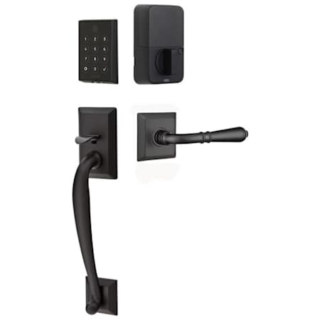 Emtek Empowered 2 Franklin Left Handed Sectional Electronic Touchpad/Fingerprint Key Free Entry Handleset with Turino Interior Lever and Bluetooth/WiFi Flat Black