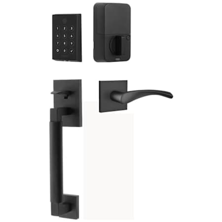 Emtek Empowered 2 Hercules Smooth Right Handed Sectional Touchpad/Fingerprint Key Free Entry Handleset with Triton Interior Lever and Bluetooth/WiFi Flat Black