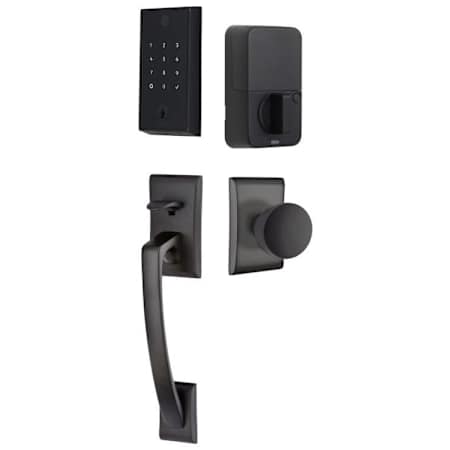 Emtek Empowered 2 Ares Sectional Electronic Touchpad/Fingerprint Keyless Entry Handleset with Laurent Interior Knob with Bluetooth Flat Black