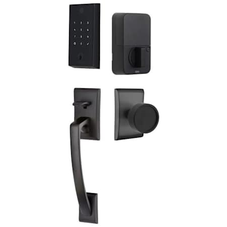 Emtek Empowered 2 Ares Sectional Electronic Touchpad/Fingerprint Keyless Entry Handleset with Verve Interior Knob with Bluetooth Flat Black