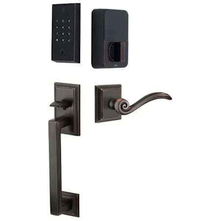 Emtek Empowered 2 Hamden Right Handed Sectional Electronic Touchpad/Fingerprint Keyless Entry Handleset with Elan Interior Lever with Bluetooth Oil Rubbed Bronze