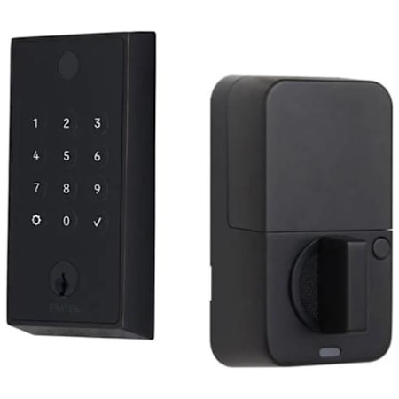 Emtek Empowered 2 Electronic Touchscreen/Fingerprint Keyless Entry Deadbolt with Bluetooth and WiFi Flat Black