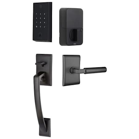 Emtek Empowered 2 Ares Right Handed Sectional Electronic Touchpad/Fingerprint Keyless Entry Handleset with Hercules Interior Lever and Bluetooth/WiFi Flat Black