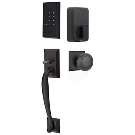 Emtek Empowered 2 Franklin Sectional Electronic Touchpad/Fingerprint Keyless Entry Handleset with Norwich Interior Knob and Bluetooth/WiFi Flat Black