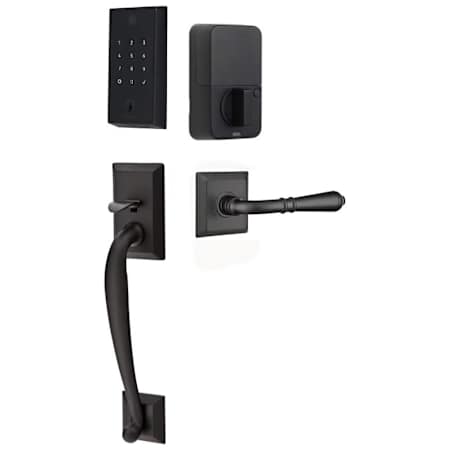 Emtek Empowered 2 Franklin Right Handed Sectional Electronic Touchpad/Fingerprint Keyless Entry Handleset with Turino Interior Lever and Bluetooth/WiFi Flat Black