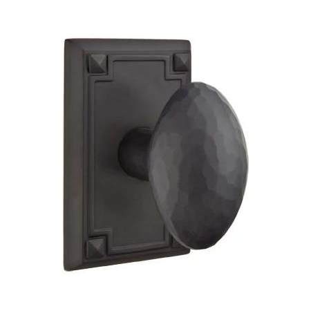 Emtek Hammered Egg Mortise Passage Door Knob Set and Lock Body with Magnetic Latch Flat Black