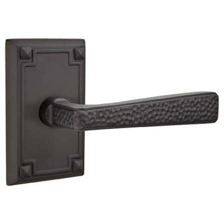 Emtek Hammered Mortise Passage Door Lever Set and Lock Body with Magnetic Latch Flat Black