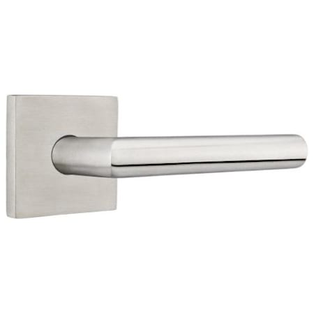 Emtek Stuttgart Left Handed Passage Door Lever Set with Square Rose from the Stainless Steel Collection Brushed Stainless Steel
