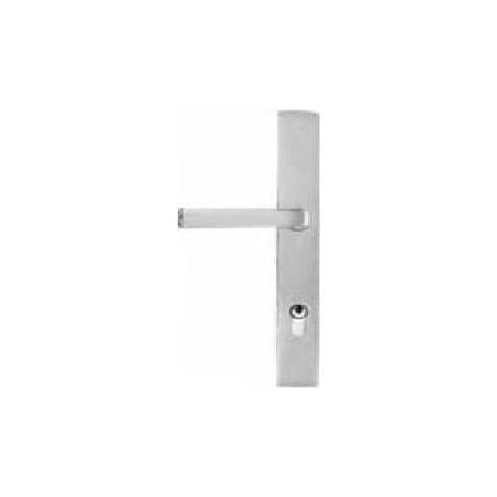 Emtek Stainless Steel Door Configuration 1 Keyed Entry Multi Point Narrow Trim Lever Set with American Cylinder Below Handle Stainless Steel