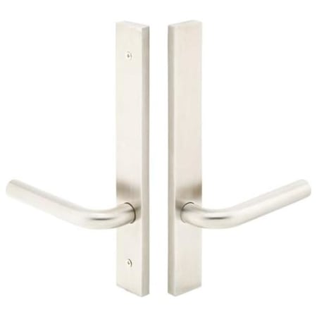 Emtek Stainless Steel Door Configuration 3 Half Inactive Half Passage Multi Point Narrow Trim Lever Set with American Cylinder Above Handle Stainless Steel