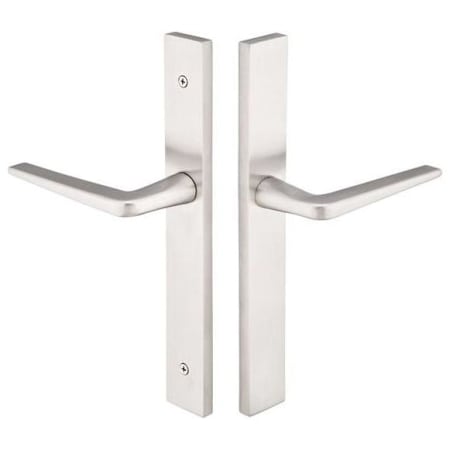 Emtek Stainless Steel Door Configuration 5 Inactive Multi Point Narrow Trim Lever Set with European Cylinder Below Handle Stainless Steel