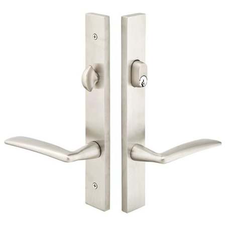Emtek Stainless Steel Door Configuration 8 Keyed Entry Multi Point Narrow Trim Lever Set with American Cylinder Below Handle Stainless Steel