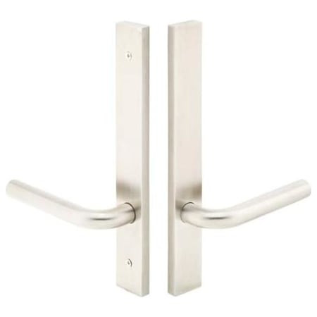 Emtek Stainless Steel Door Configuration 8 Half Inactive Half Passage Multi Point Narrow Trim Lever Set with American Cylinder Below Handle Stainless Steel
