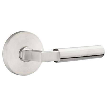Emtek Hercules Left Handed Privacy Door Lever Set with Disk Rose from the Stainless Steel Collection Brushed Stainless Steel