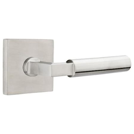 Emtek Hercules Right Handed Privacy Door Lever Set with Square Rose from the Stainless Steel Collection Brushed Stainless Steel
