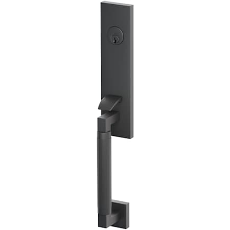 Emtek Select One Piece Single Cylinder Keyed Entry Mortise L-Square Stem with Knurled Grip Handleset and Select Interior Handle Flat Black