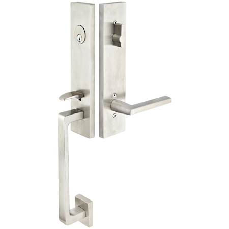 Emtek Davos Style Stainless Steel Dummy Entry set from the Stainless Steel Modern Collection Brushed Stainless Steel